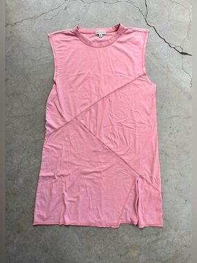EARTHBOUND light rose pink asymmetrical hem dress with slit Size XL